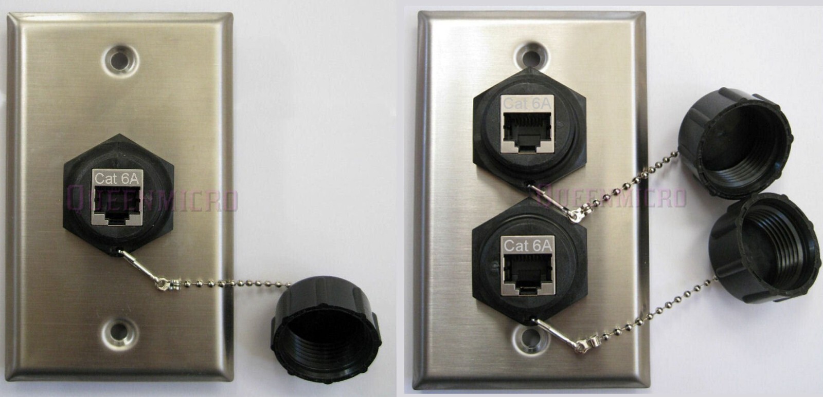 CAT6A Outdoor Ethernet Wall Plate Weatherproof IP67 RJ45 Jack Bulkhead Connector