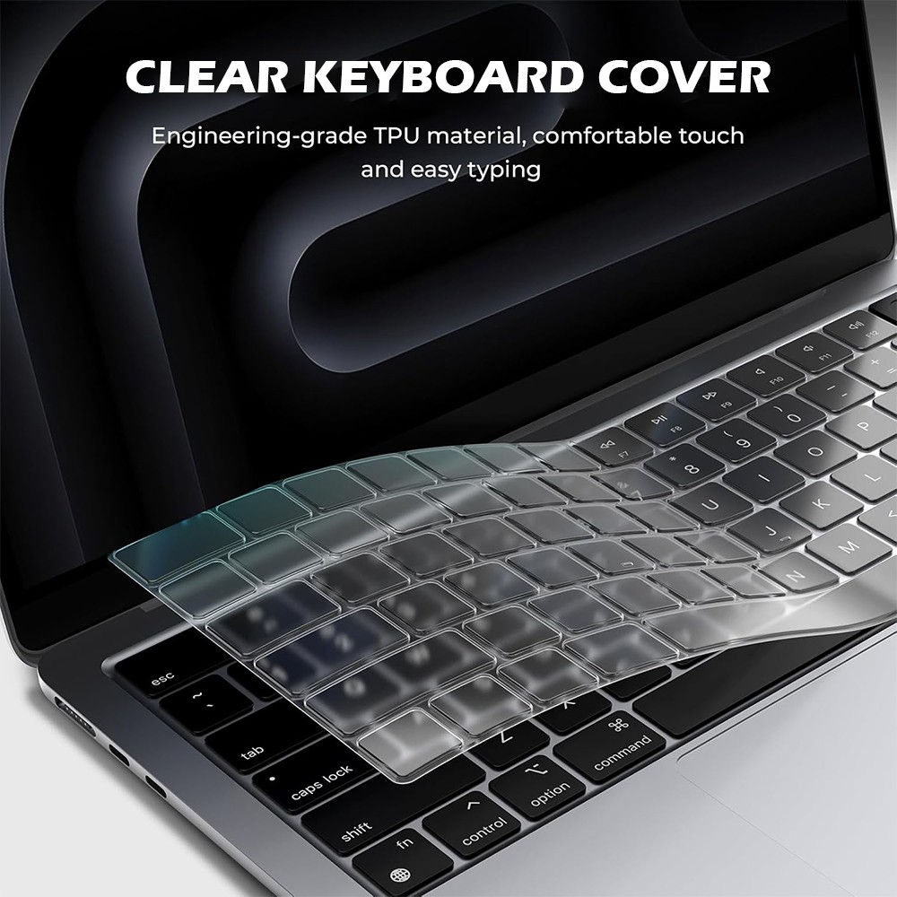 Clear Case + Keyboard Cover + Screen Protector For Macbook Air 13″ 15″ M4 M3 M2