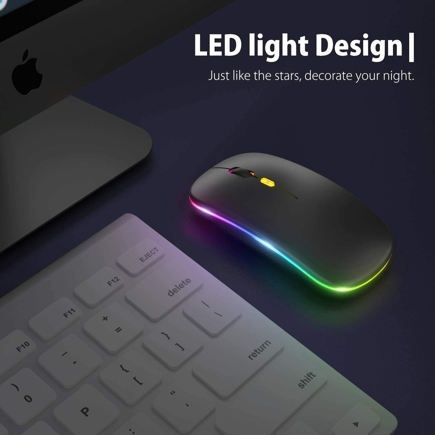 2.4GHz Wireless Bluetooth Optical Mouse USB Rechargeable RGB Mice For PC Laptop