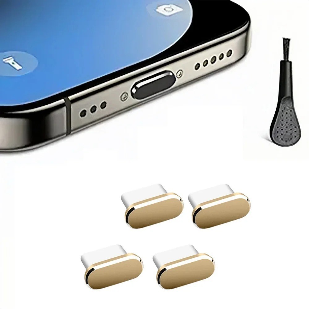 USB C Dust Plug With Cleaning Brush, Metal Type C Charging Port Cover, Anti Dust