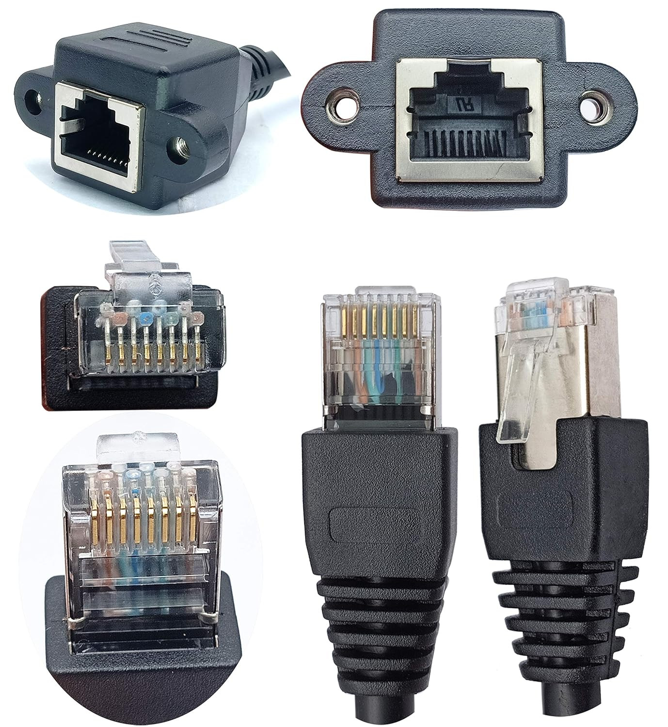 RJ45 Network Ethernet Cable Female to Male Cat 6 Shielded Ethernet Network Conne