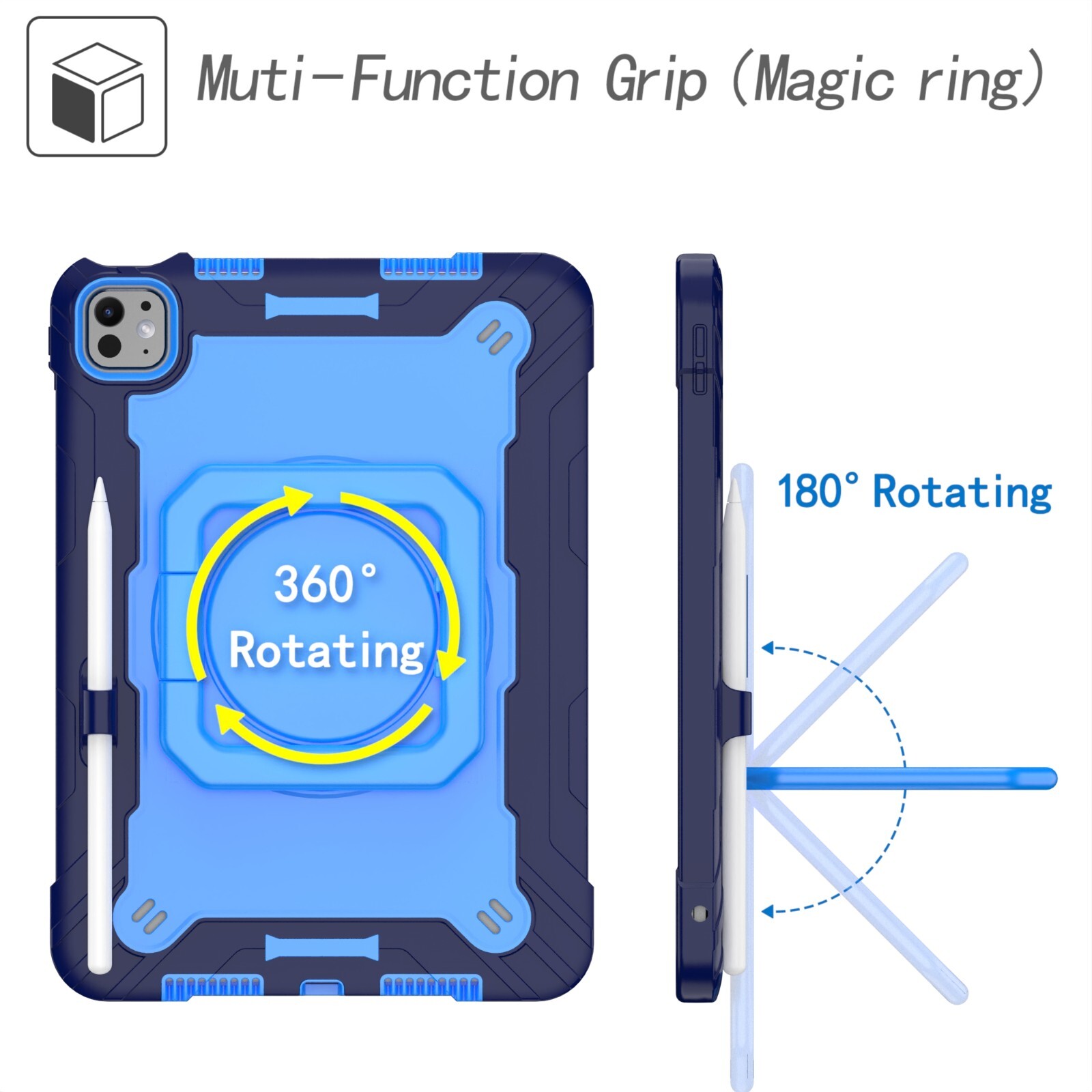 Rotating Case for iPad Pro 11 (M4/M5) 2024/2025 Shockproof Protector with Strap