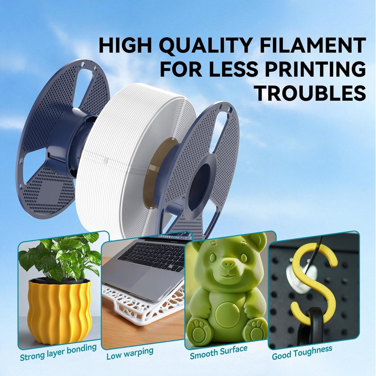 SUNLU 10KG PLA 3D Printer Filament 1.75mm PLA 1KG/ROLL +/-0.02mm Multicolor