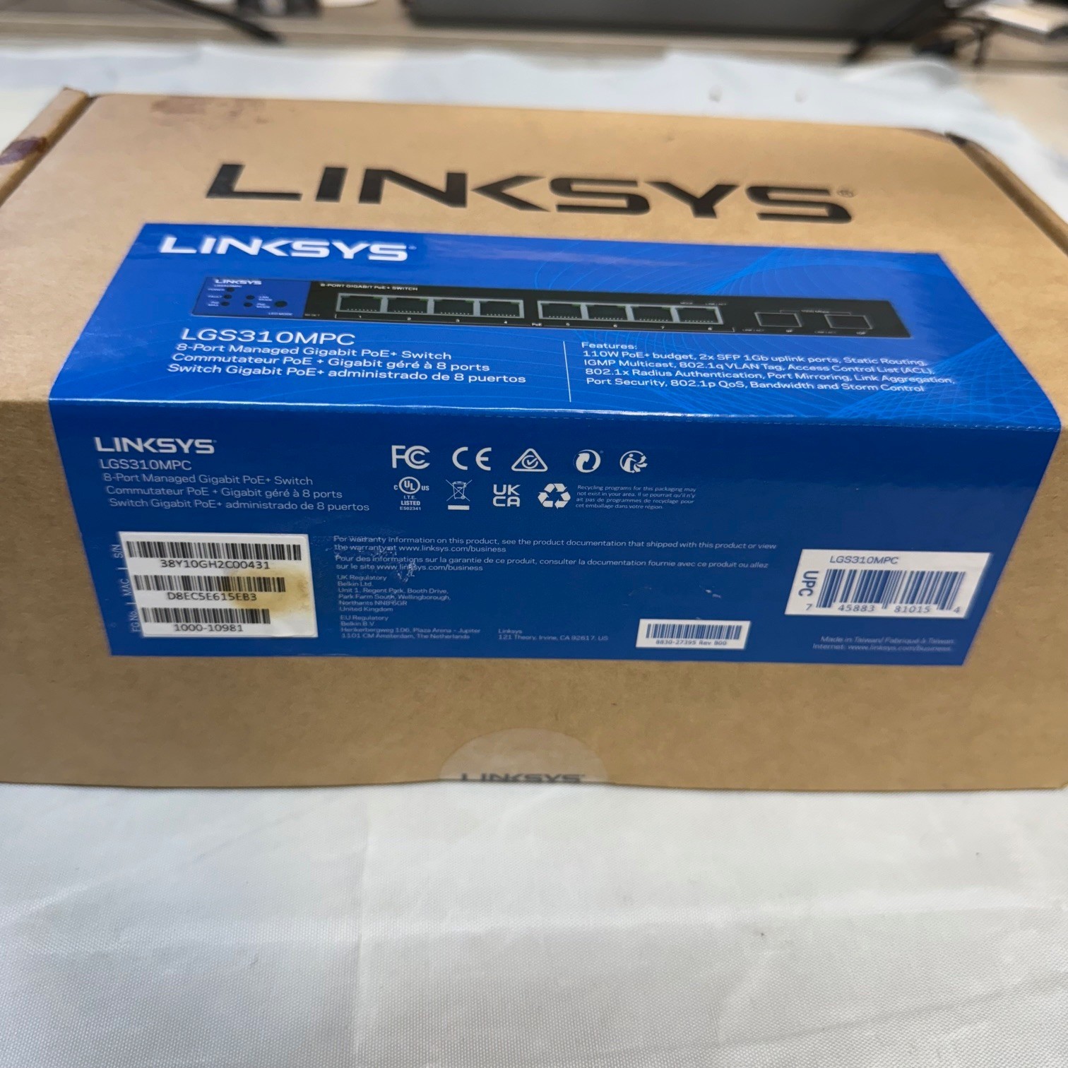 Linksys 8-Port Managed Gigabit PoE+ Switch 110W w/ 2 Uplink Gigabit – LGS310MPC