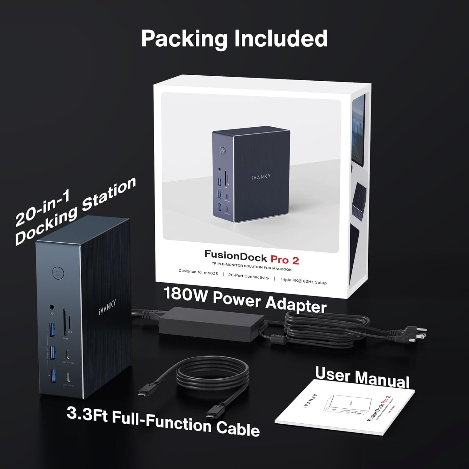 iVANKY 20-in-1 DisplayLink Docking Station 3 Monitor for Window #3325VY2