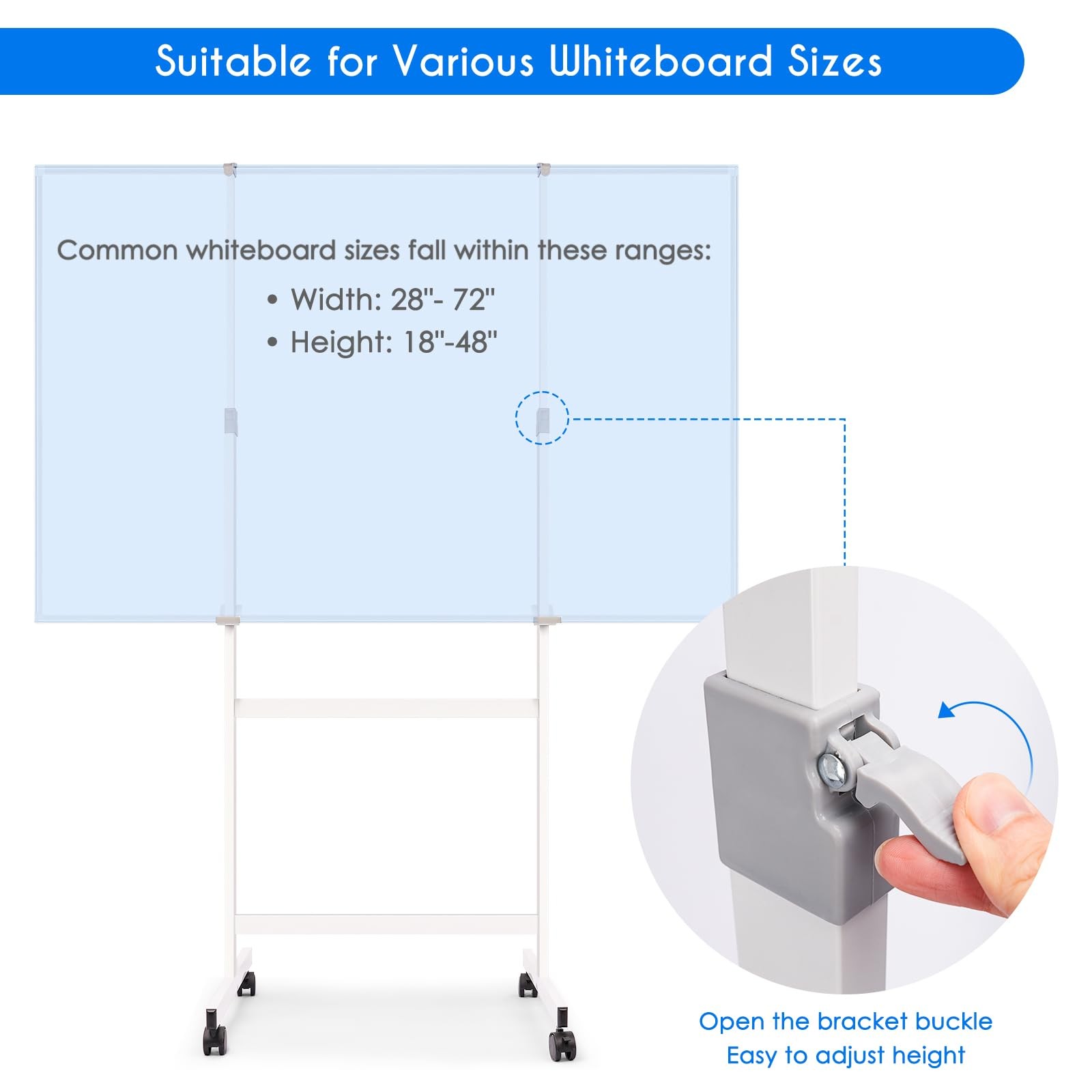 Whiteboard Stand Mobile Height Adjustable Wheels Dry Erase Easel Maxtek Drill