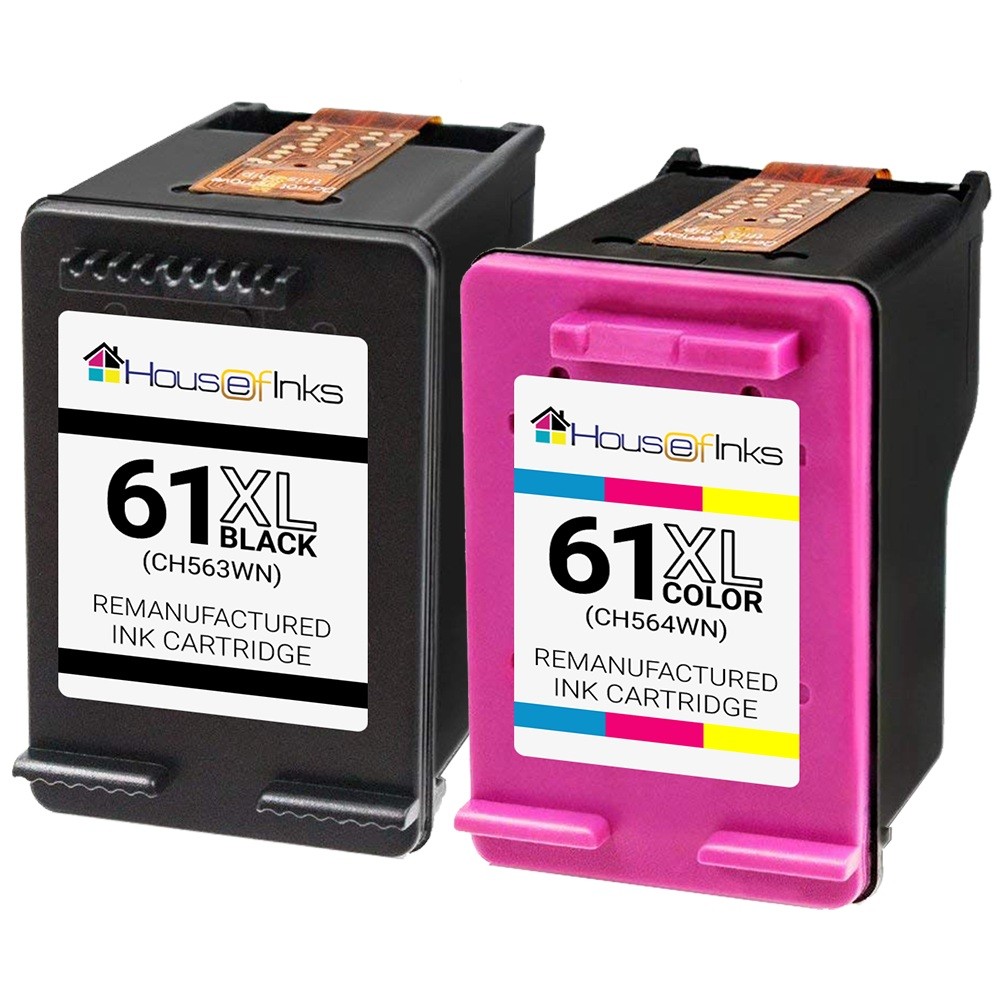 2PK Replacement for HP 61XL Ink Cartridge 1-Black & 1-Color 4500 4501 4502 5530