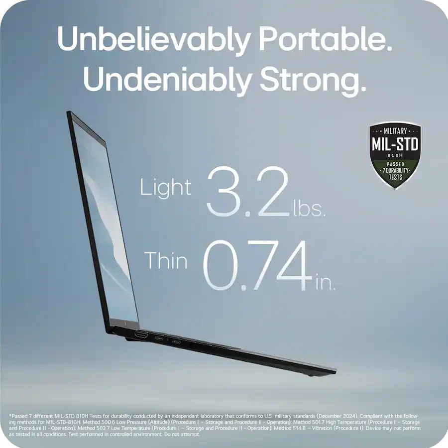 LG Gram 17″ Touch Laptop Intel Ultra 7 258V 32GB 1TB SSD Copilot+ Obsidian Black