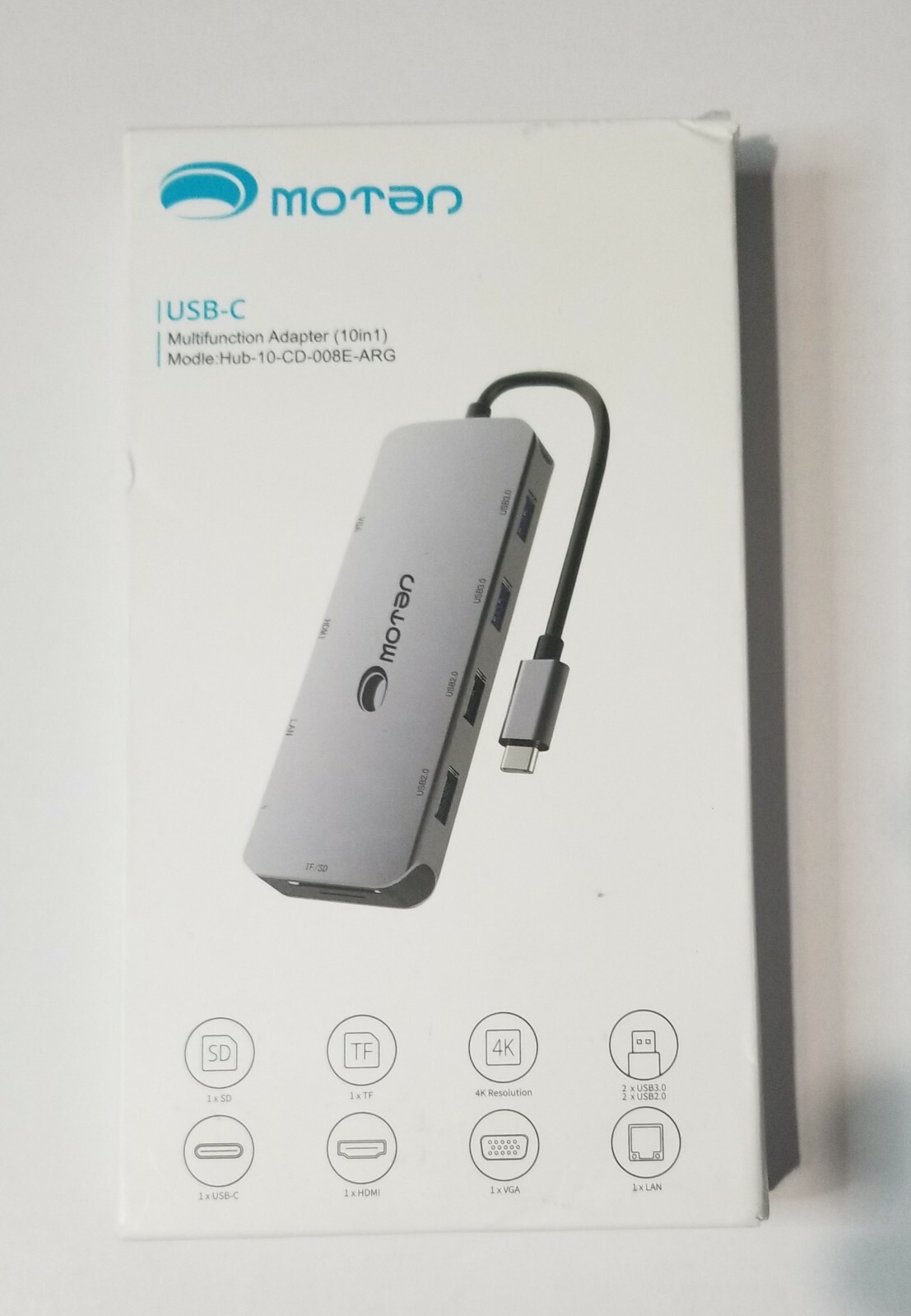 Motan 10in1 USB-C HUB to HDMI+VGA+RJ45+USB3.0x2+USB2.0X2+ST/TF Card Reader