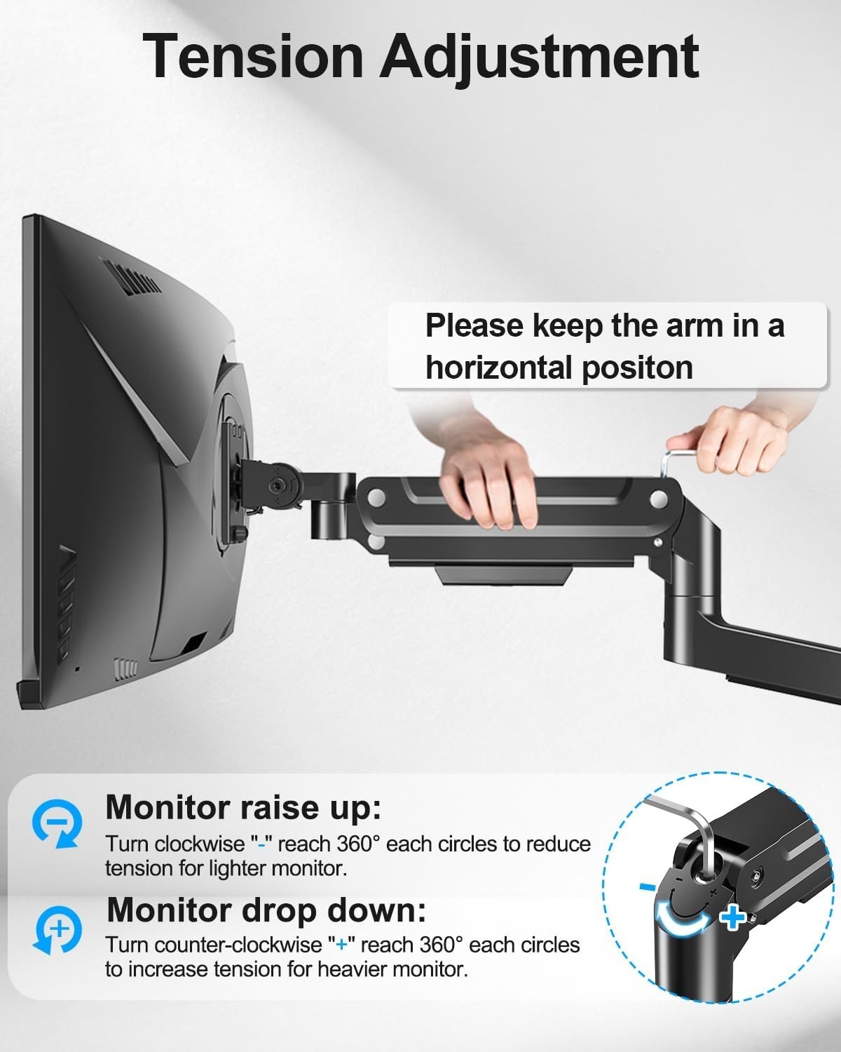 Monitor Wall Mount fits 22″-49″ Ultrawide Flat & Curved Screens