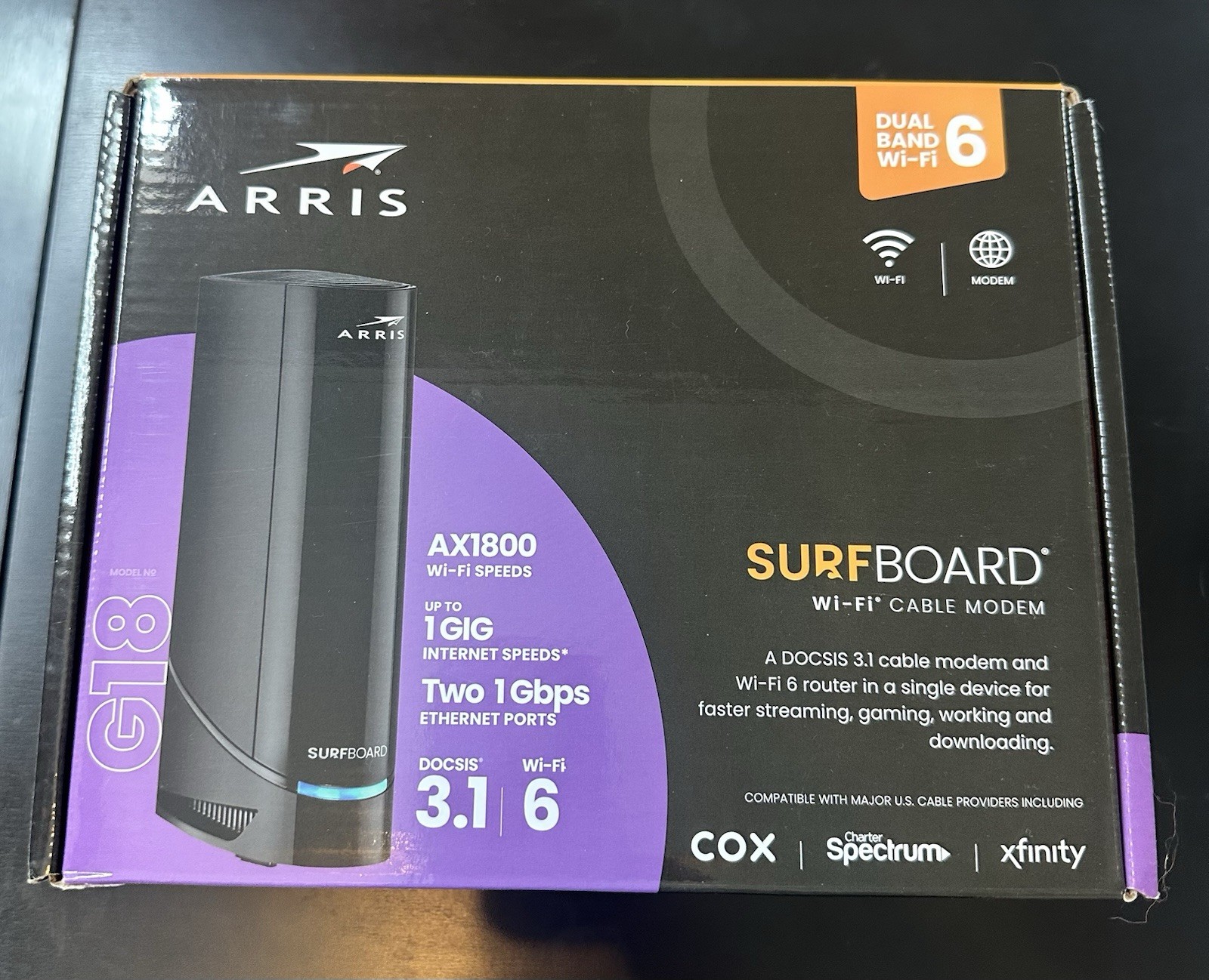 Arris G18 AX1800 WiFi 6 & DOCSIS 3.1 Cable Modem
