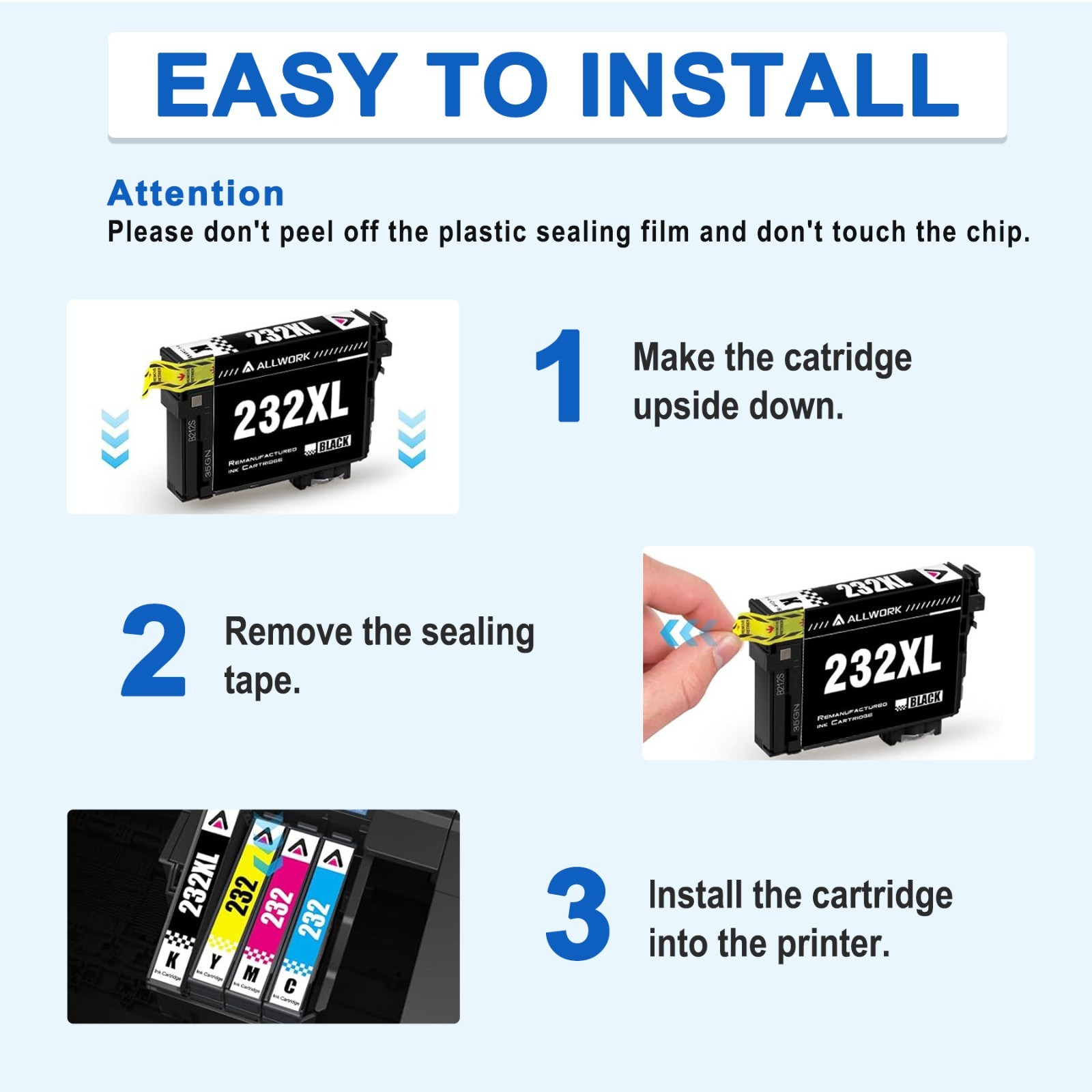 4PK 232XL 232 Ink Cartridge compatible with Epson 232 XL WF-2950 WF-2930 XP-4205