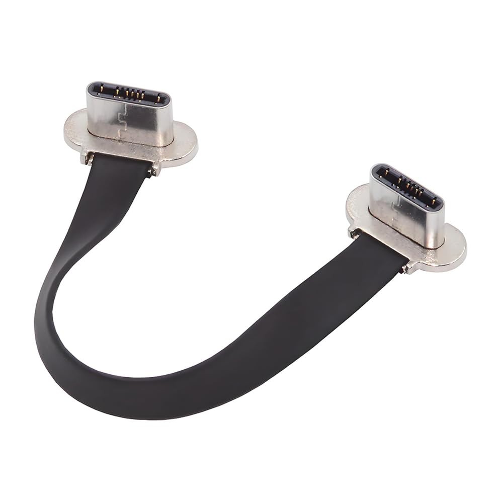 xiwai Short USB2.0 Data Cable 2.76in Ultra Slim Flat USB-C Type C 7cm, Black