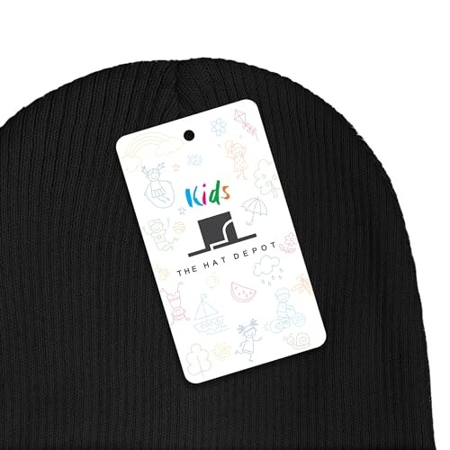 Kids 100% Washed Cotton Soft and Light Cuffed Skull Plain Daily One Size Black