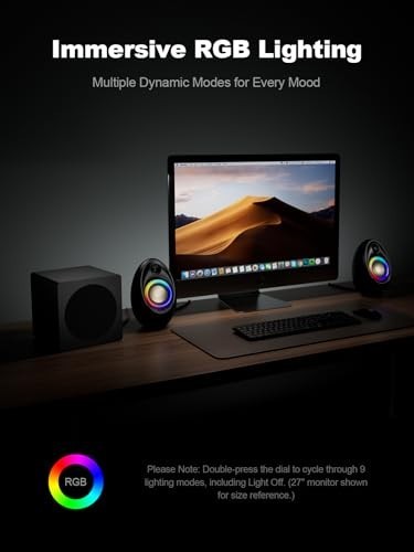 2.1 Computer Speakers Subwoofer 80W Bluetooth 5.4 RGB Desktop PC Adapter