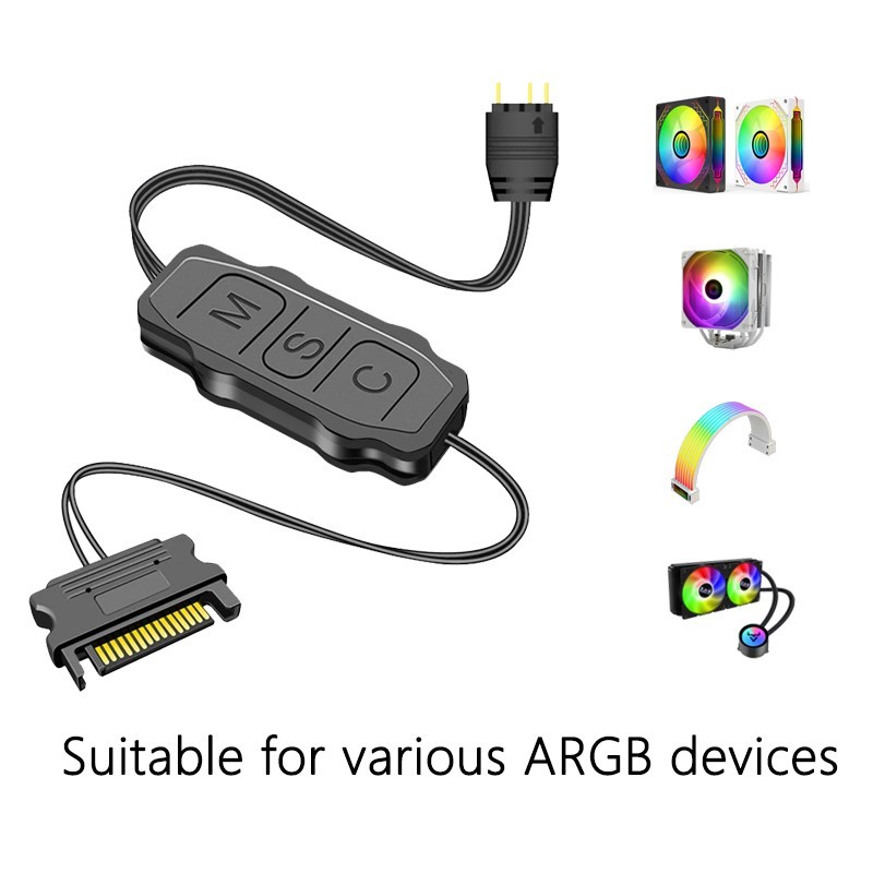 ARGB 5V 3 Pin To SATA Interface Extension Cable RGB Sync Controller Cable for PC