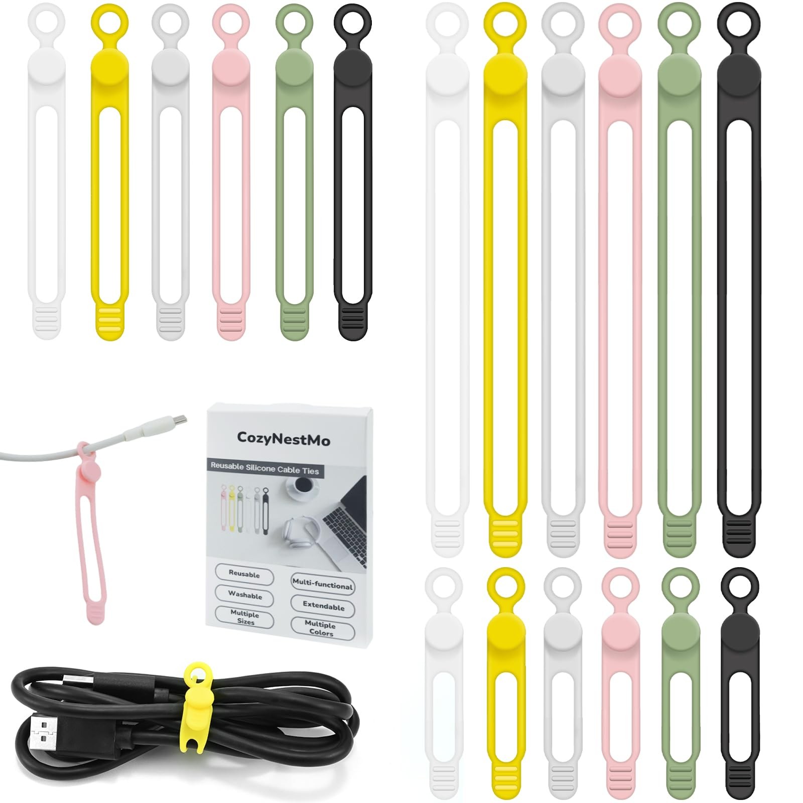CozyNestMo 4.2in+7.2in+3in, 18pcs-[black/White/Gray/Pink/Green/Yellow]