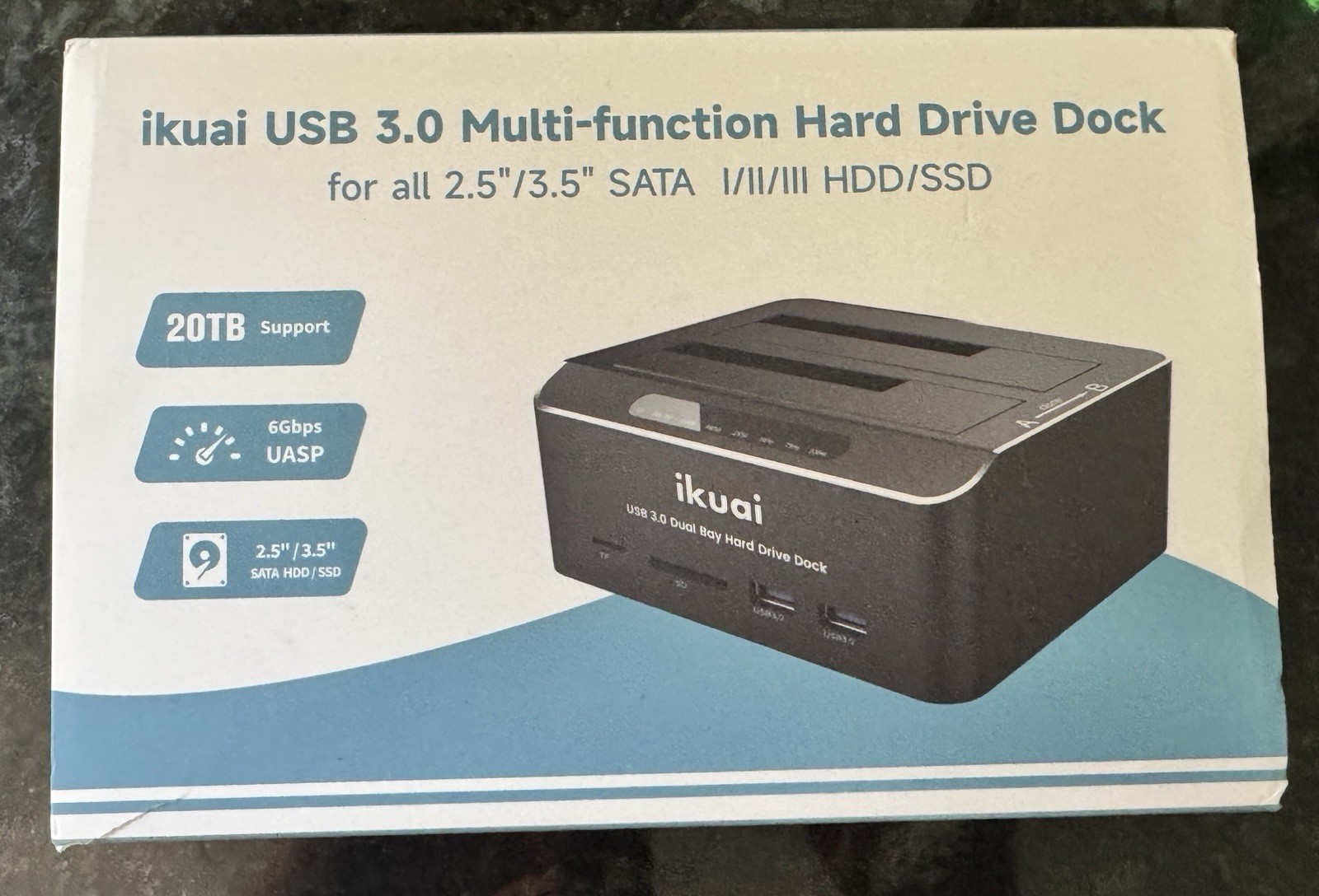 ikuai USB 3.0 Multi-function Hard Drive Dock for all 2.5″/3.5″ SATA HDD/SSD