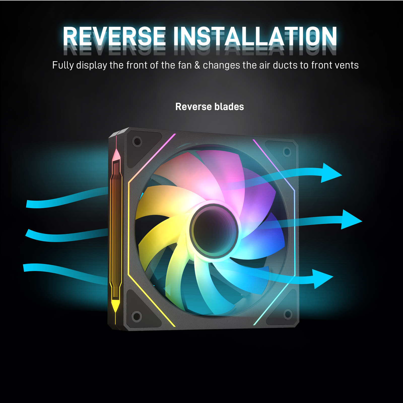 DARKROCK R120-2-Pack 120mm Reverse Installed Infinite Mirror Design PC Fan