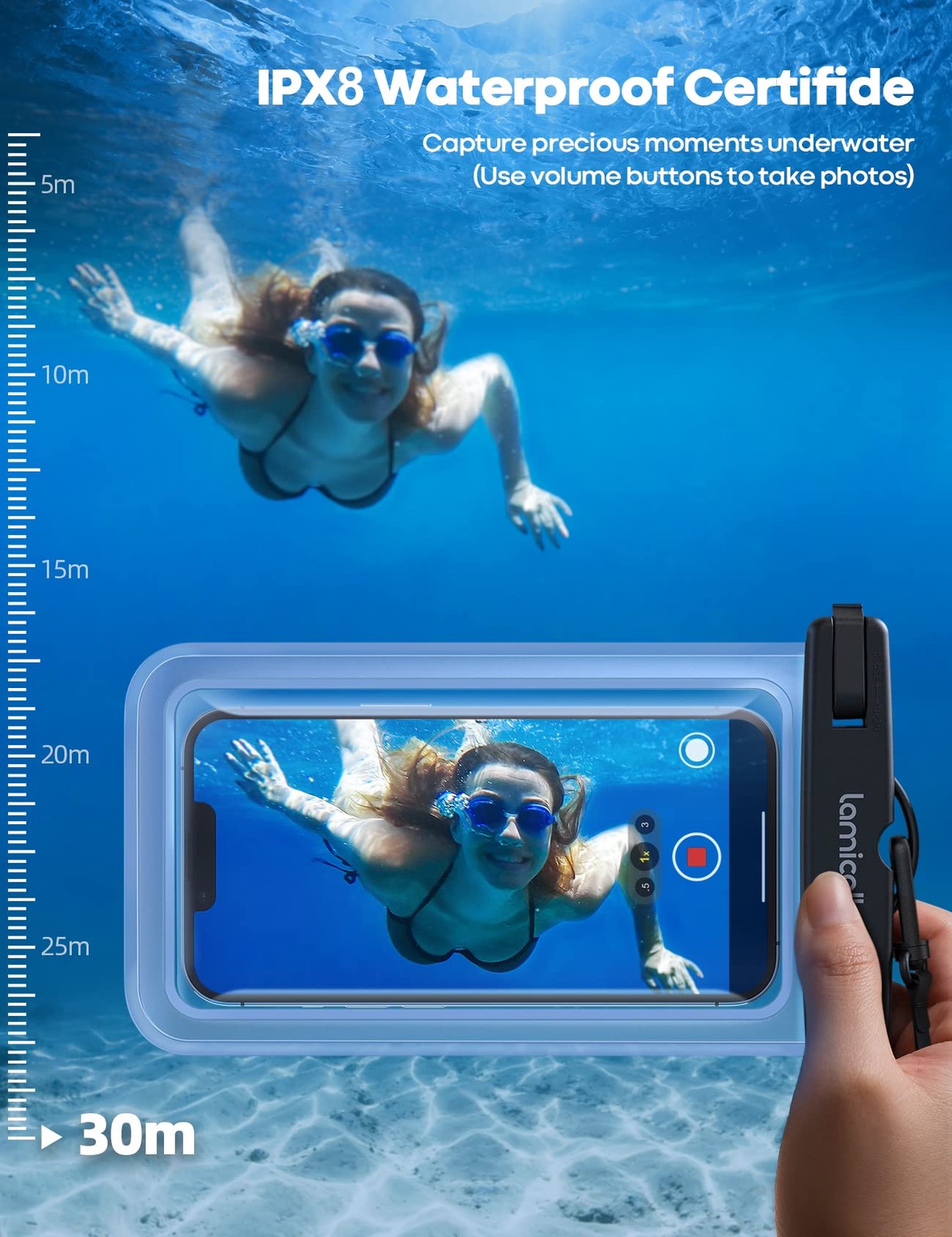Lamicall Waterproof Phone – 2 Pack Ipx8 Essentials Touch Screen Easy Lock