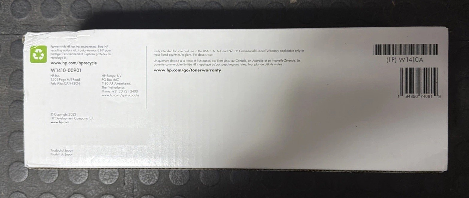 HP 141A Black Original LaserJet Toner Cartridge, Sealed W1410A. Ships Free.
