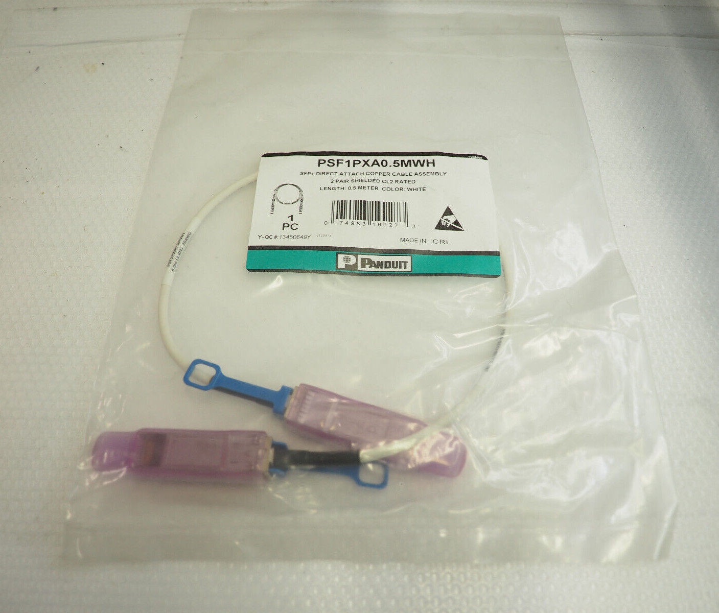 PANDUIT PSF1PXA0.5MWH 0.5m 1.6ft SFP+10GIG Cooper Cable Assembly