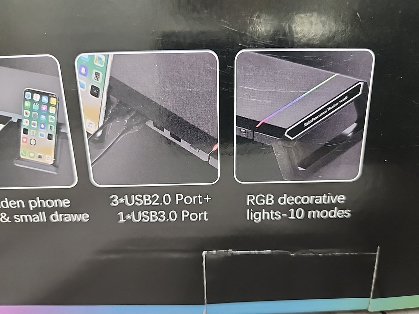Kyolly Monitor Stand For Desk Gaming Monitor Riser RGB Light Foldable