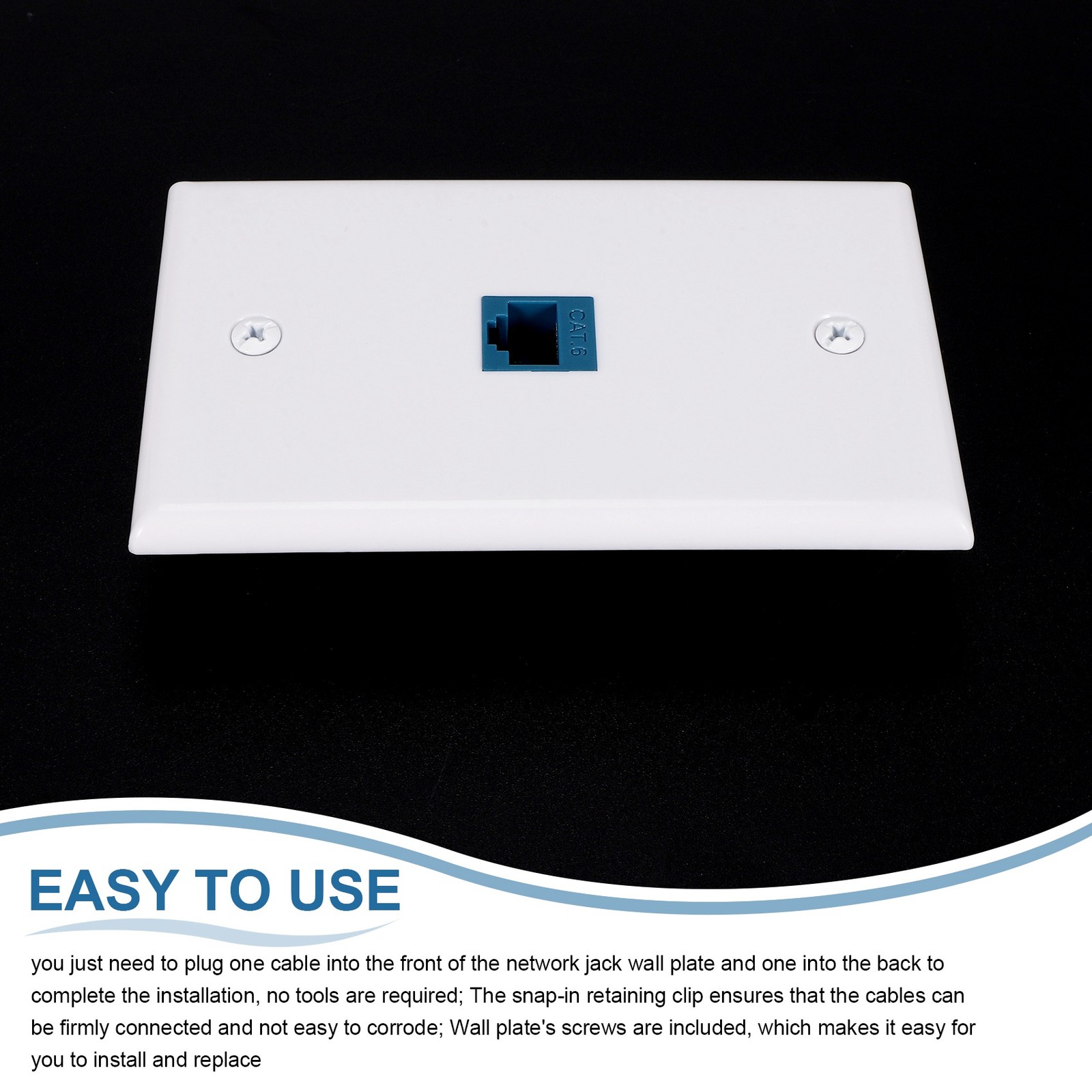 2-Pack 1 Port Ethernet Wall Plate, RJ45 Cat6 Female to Female Jack Inline5426