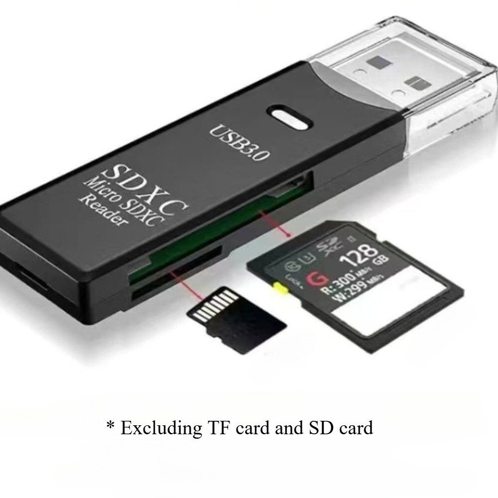 USB3.0 TF/SD Card Reader MicroSD 2-in-1 High-Speed Plug&Play For Camera Monitor