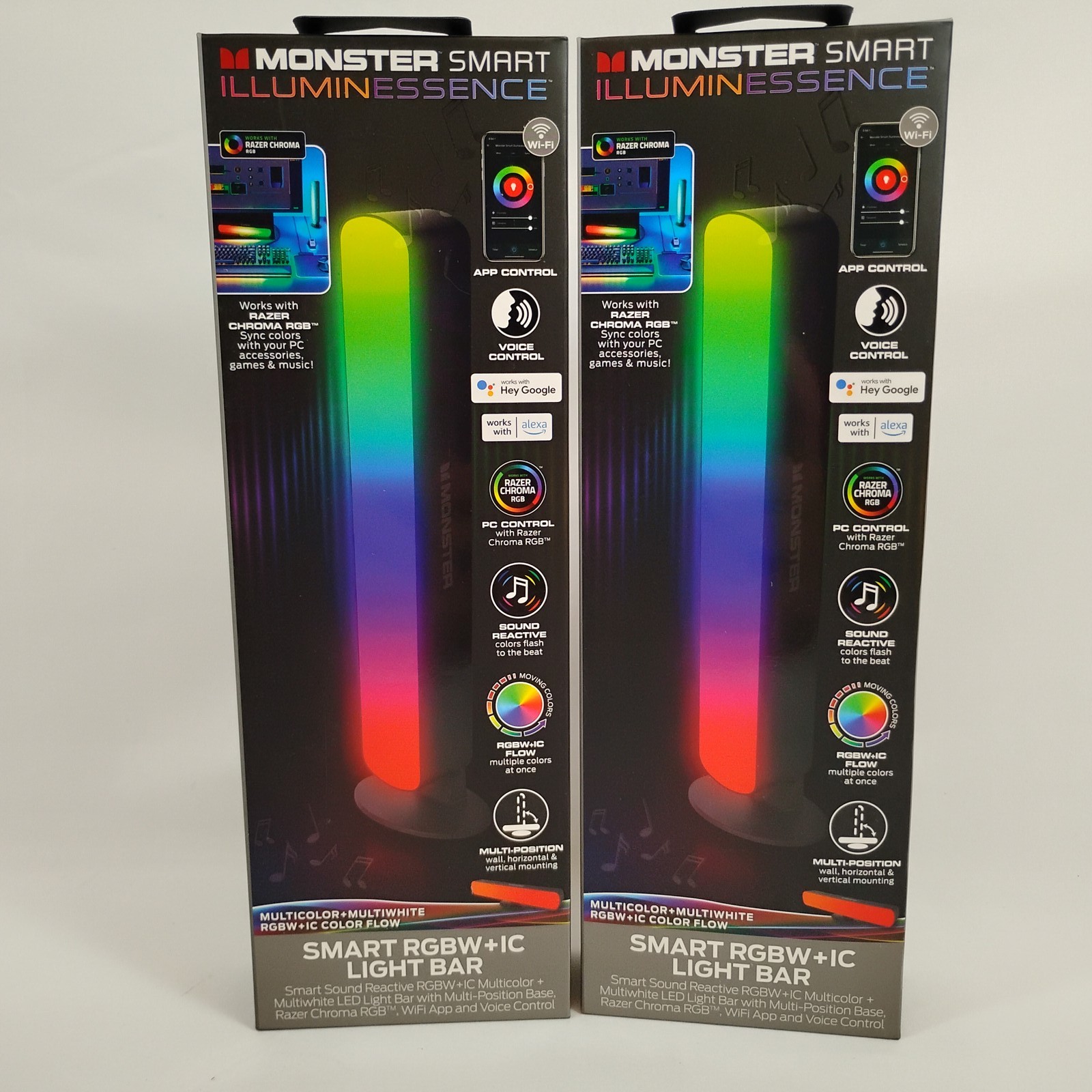 2x Monster Smart IlluminEssence RGBW+IC Light Bar Razer Chroma Sync PC Gaming