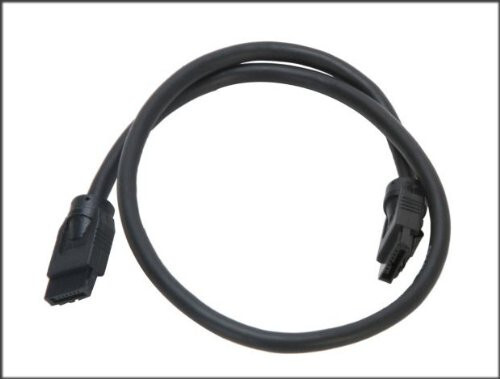 20cm Black SATA 3 III 6 GB/s Round SSD/HDD Data Cable Straight to Straight