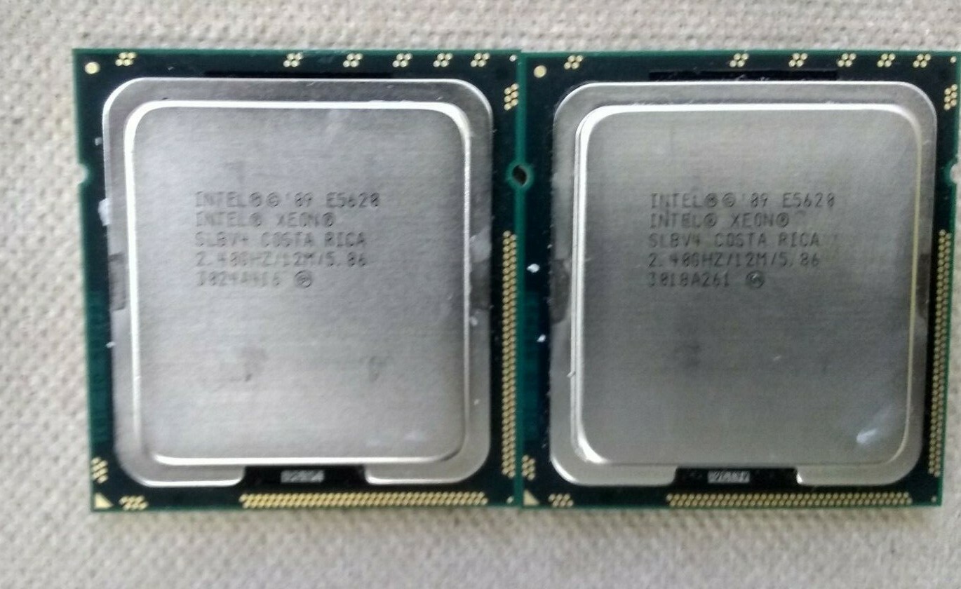 Lot of 2 Intel Xeon E5620 SLBV4 Quad Core 2.40Ghz LGA 1366 CPU Processor