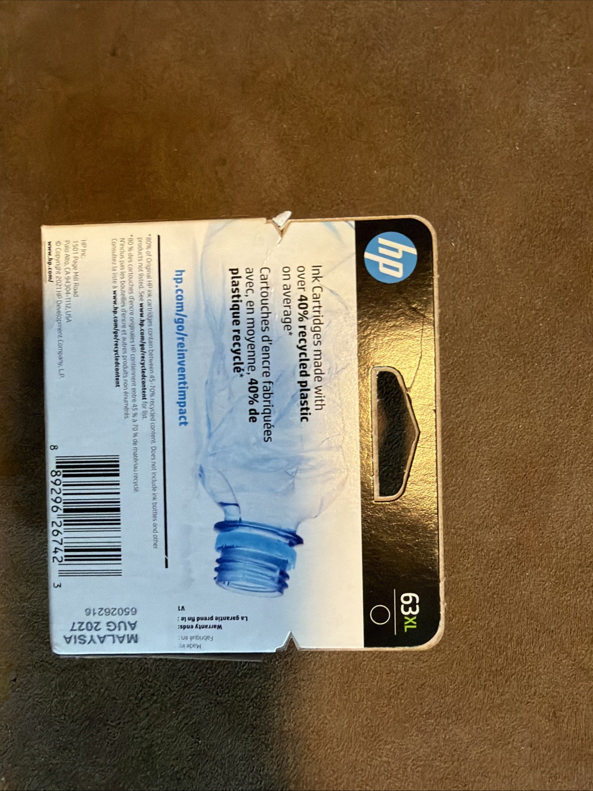 New HP 63 XL Black Ink Cartridge High Yield Genuine OEM Original Sealed Aug2027