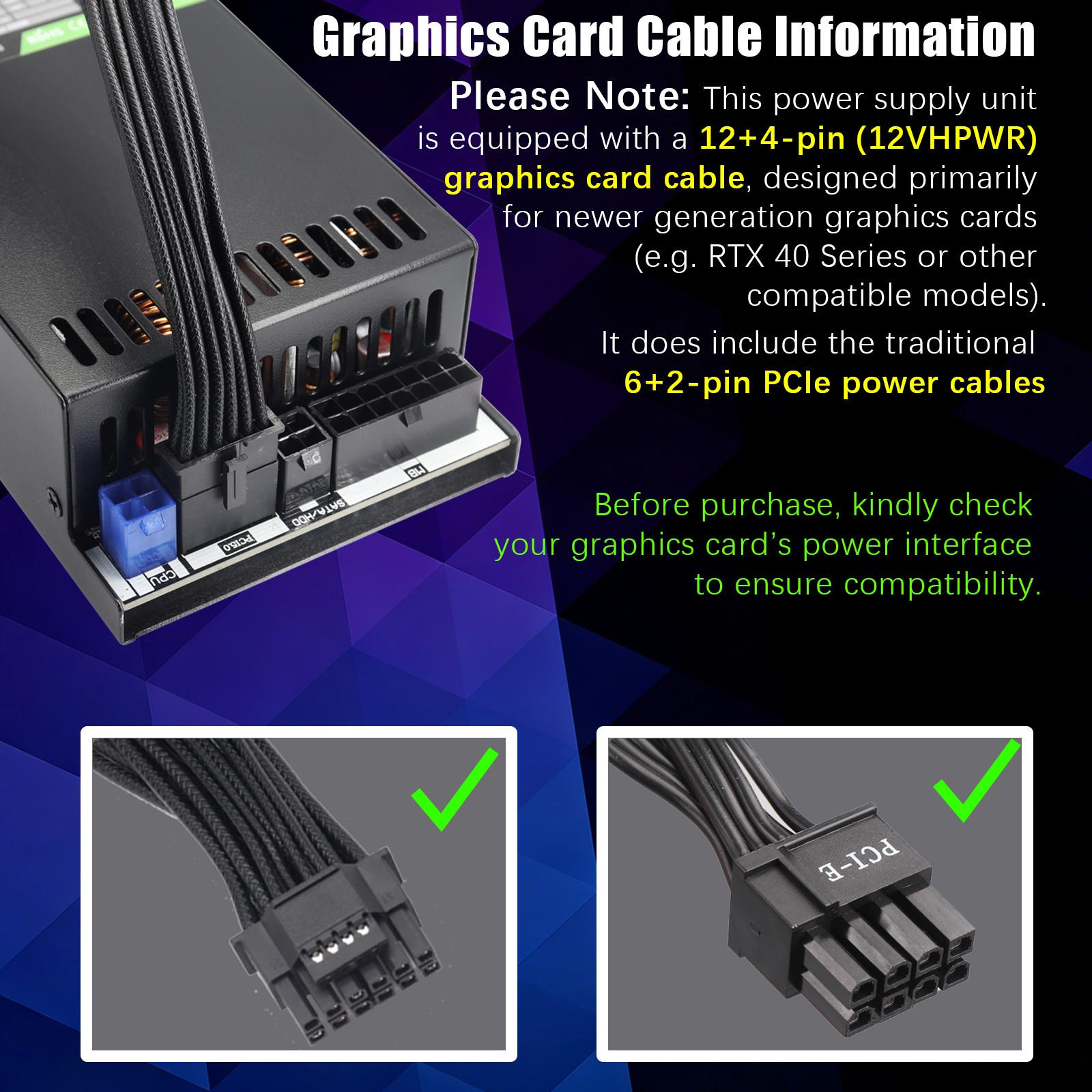 600W FLEX ATX Power Supply Modular, 80+ Gold, PCIe 5.0 GPUs 6+2 pin Connectors