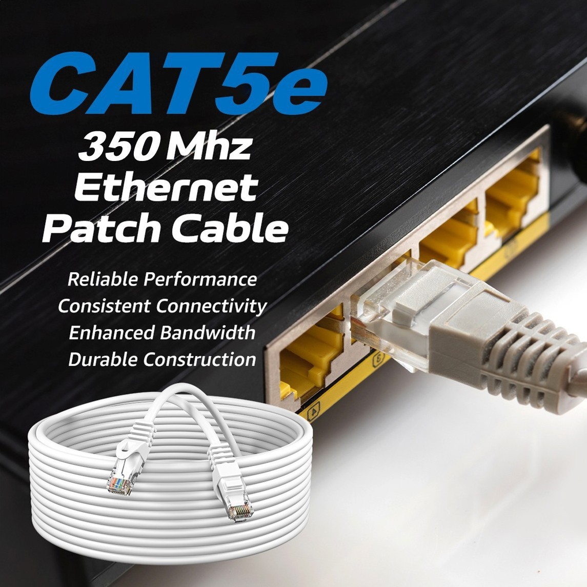 3-Pack – Blue CAT5e Ethernet Patch Cord RJ45 UTP LAN Cable 1.5FT – 200FT Lot