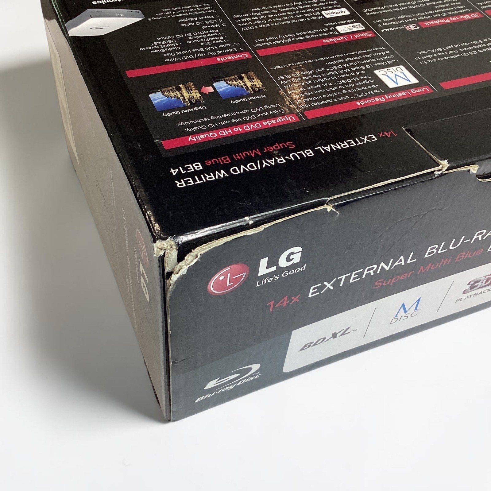 LG BE14NU40 External Blu-ray DVD Writer 14x USB 3.0 BDXL M-DISC Silver