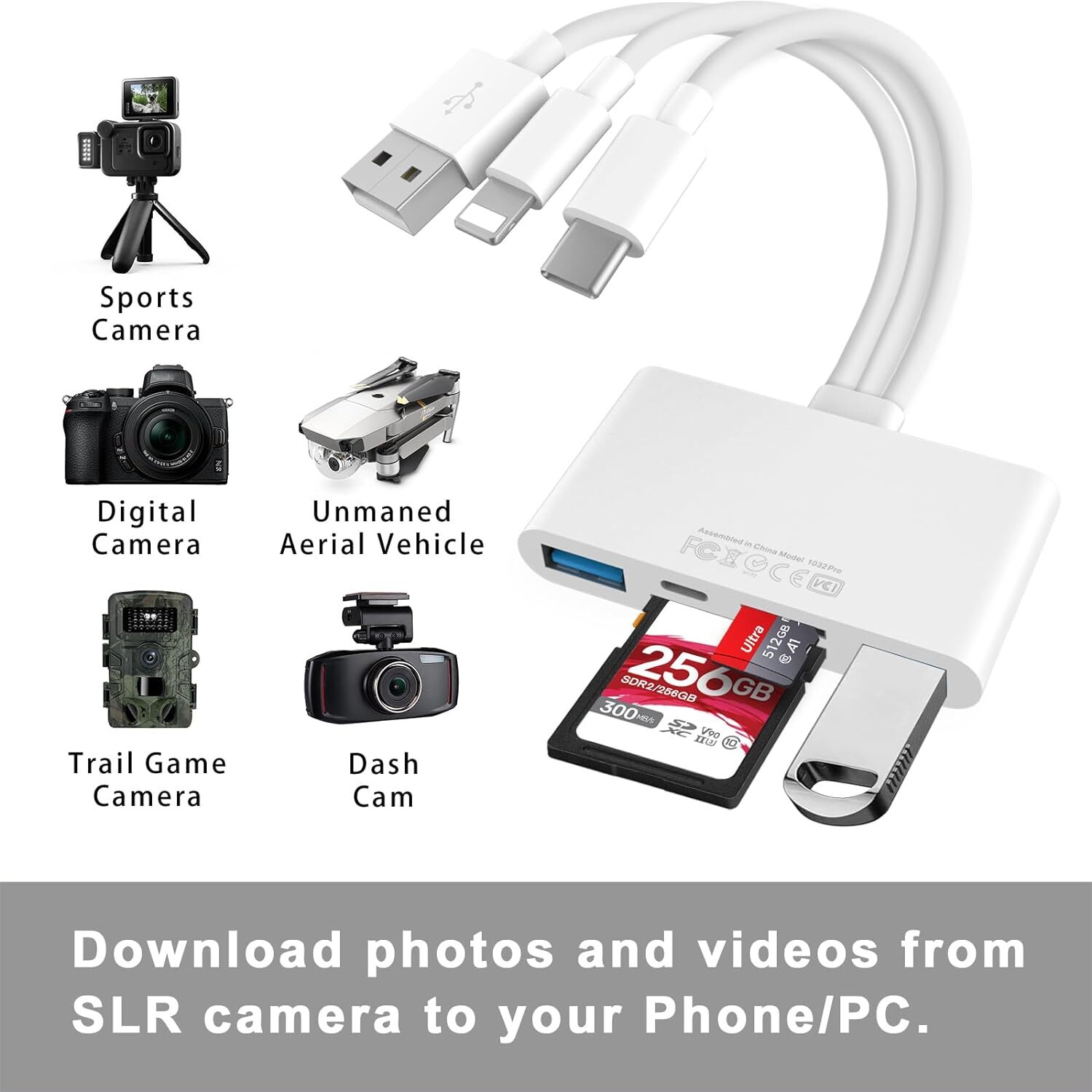 5 in 1 Memory Card Reader USB 3.0 OTG Adapter SD Card Reader For iPhone/iPad LOT