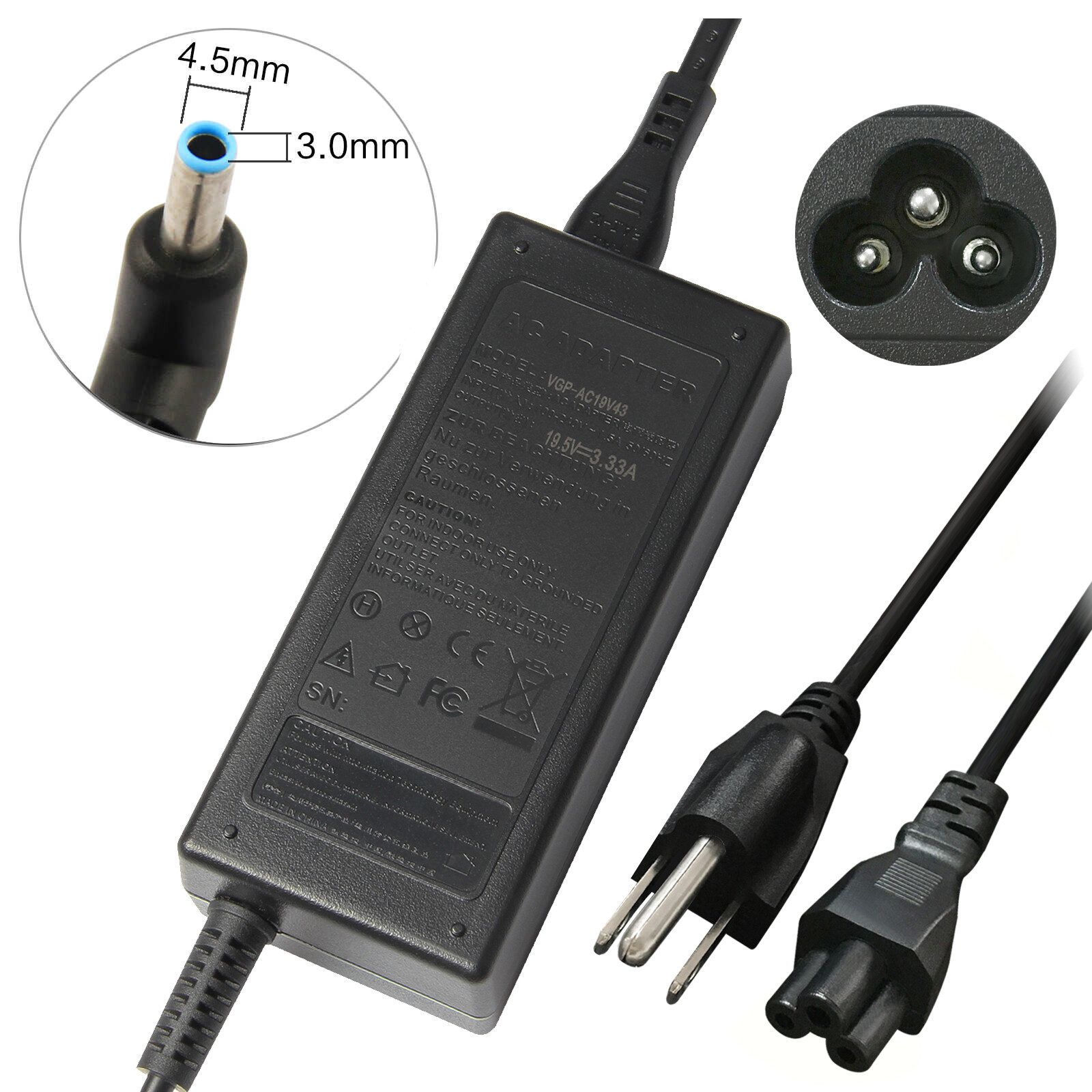 45W 65W 90W For HP Laptop Charger Power Adapter 7.4mm/5.0mm/4.5mm Barrel Tip Lot