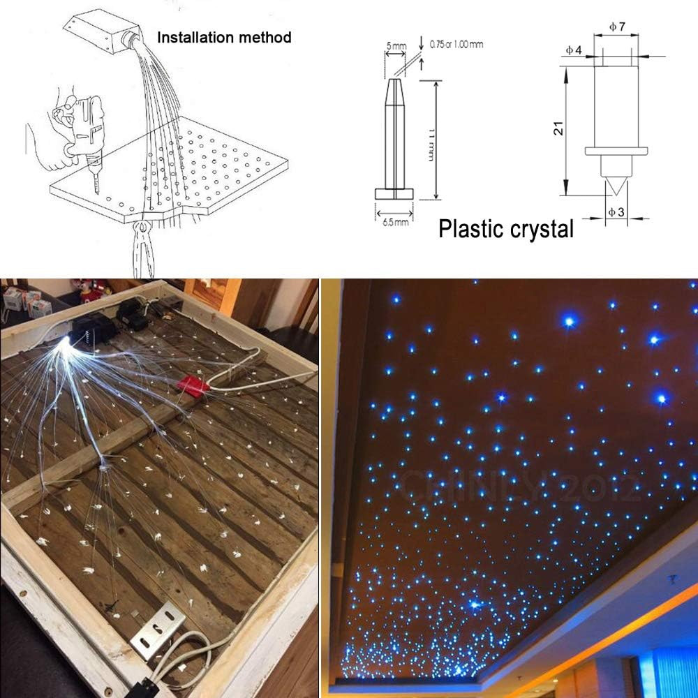 PMMA Plastic 550Pcs*0.03In*13.1Ft Fiber Optic Cable Strands 0.75Mm 4 Meter End G