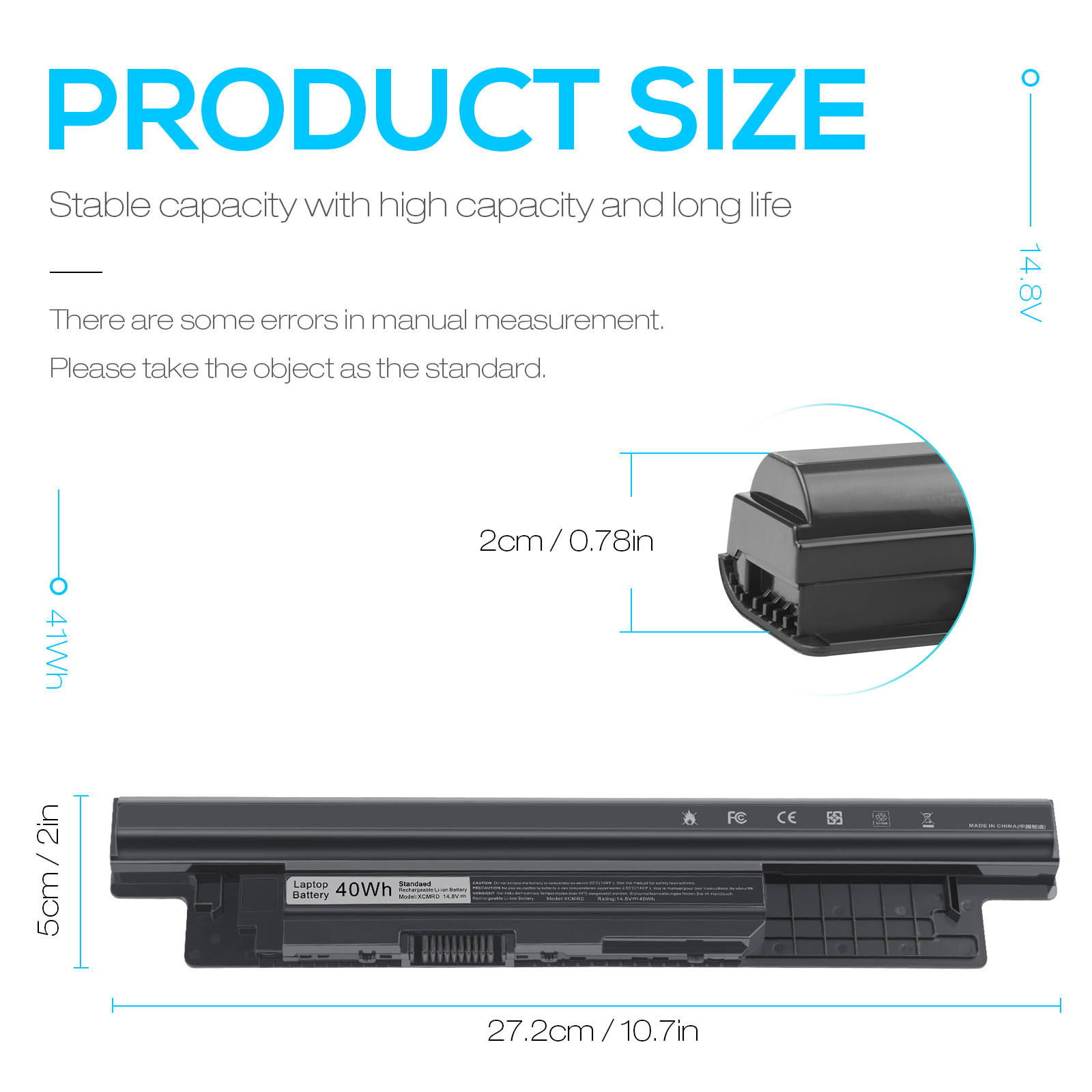 Battery XCMRD 40Wh 14.8V For Dell Inspiron 14-3421 15-3521 5521 17-3721 5721