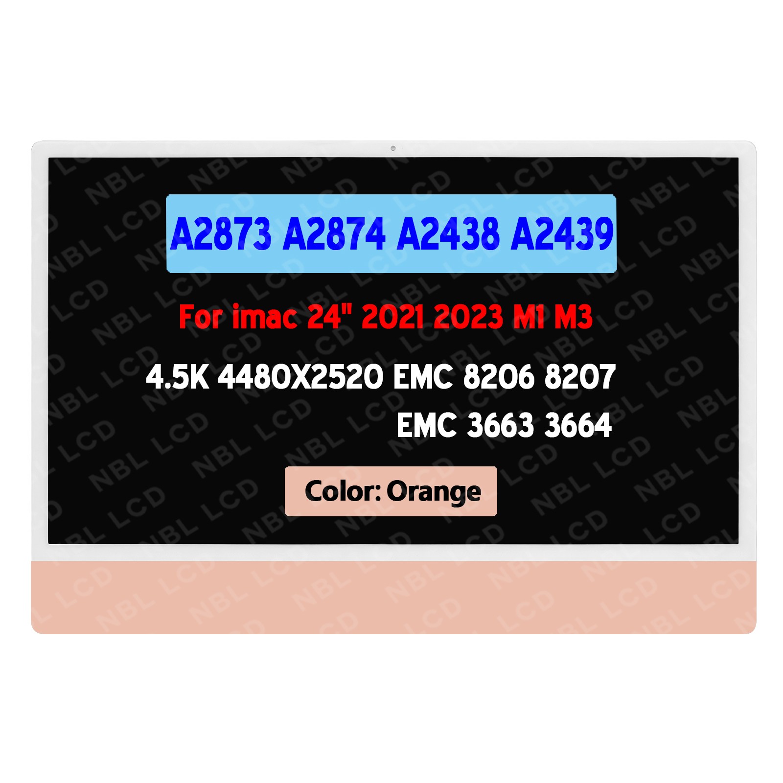 A2438 A2439 A2873 A2874 For iMac 24″ M1 M3 2021 2023 LCD Screen Assembly Orange