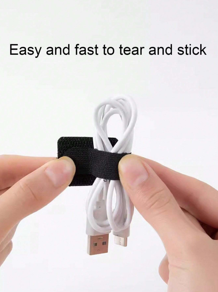10pcs Hook & Loop Cable Organizer Straps – Wire Management for Home & Office