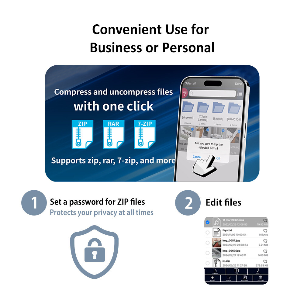 iXflash 1 TB Backup Flash Drive USB A & USB C for iPhone iPad & Computer Blue