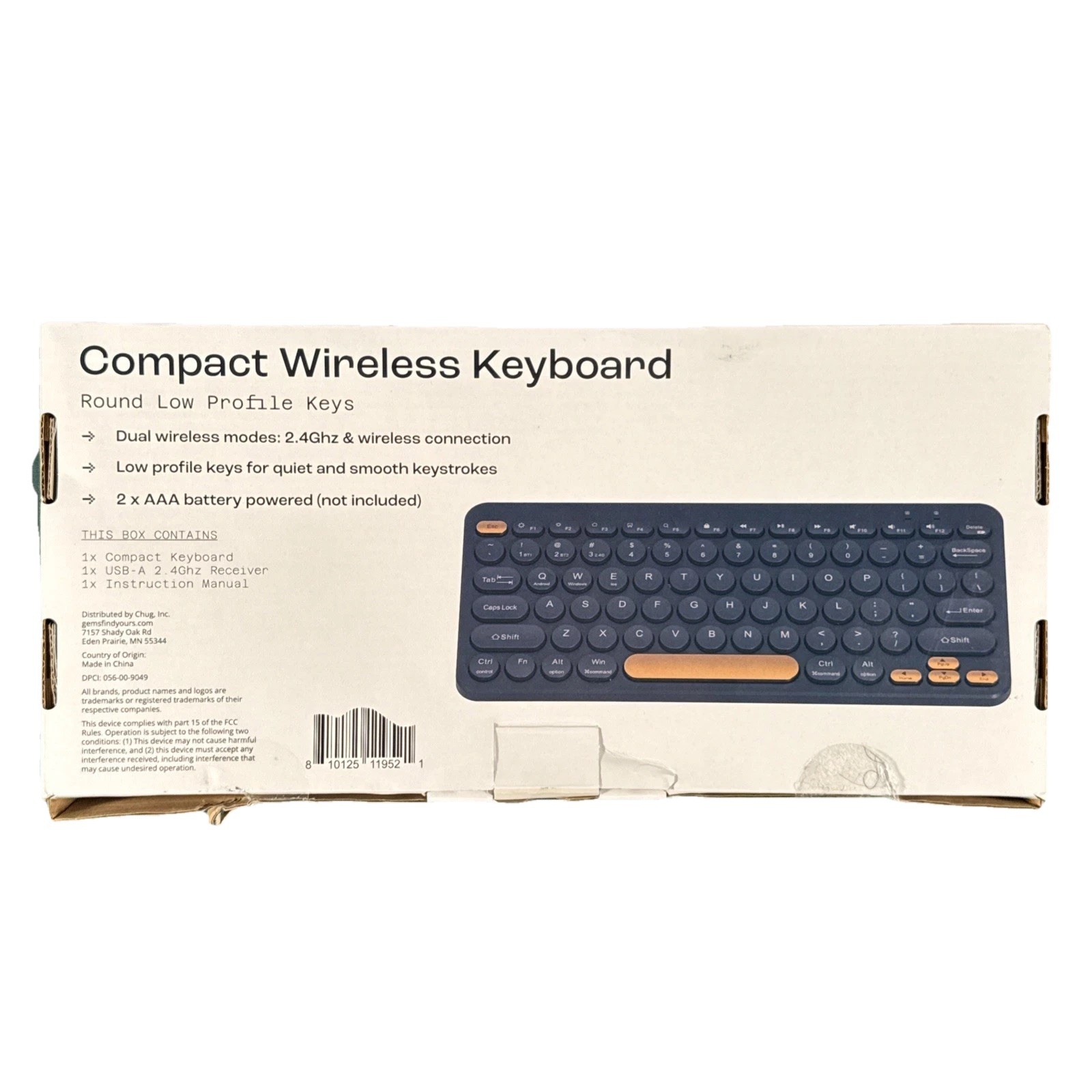 NORTH Compact Wireless Keyboard Round Low Profile Keys 2.4GHz USB Receiver New