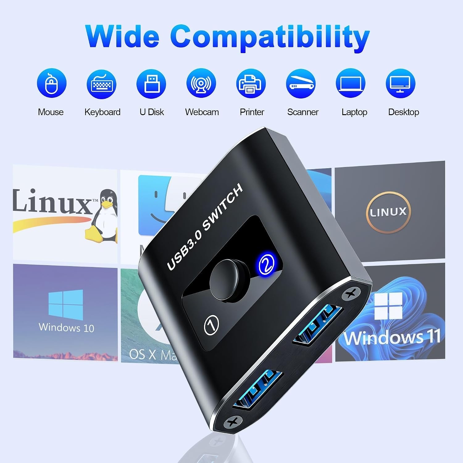 Usb Switch Usb 3.0 Switch Selector Bidirectional Usb Switch 1 In 2 Out/ 2 In 1 O