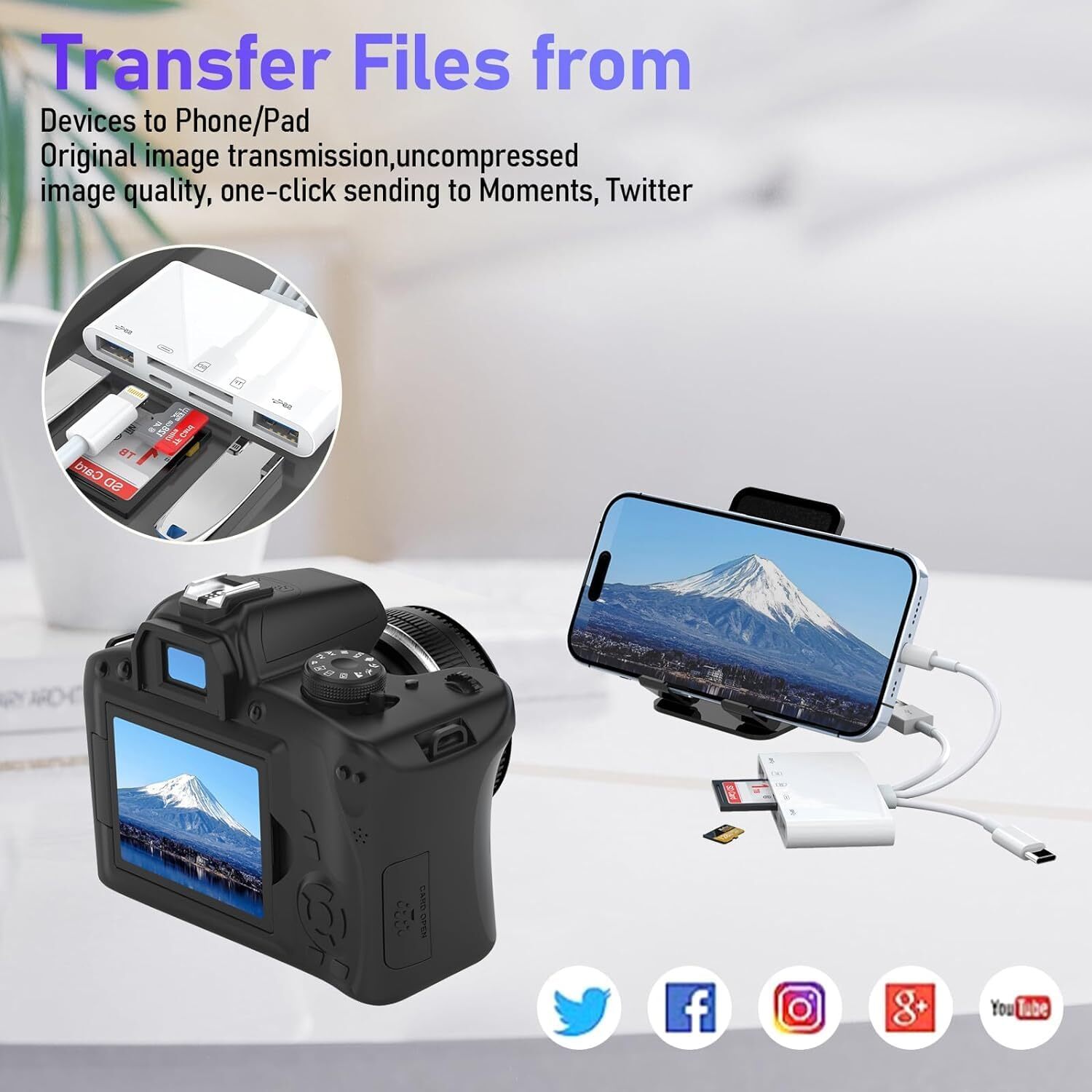 5 in 1 Memory Card Reader USB3.0 OTG Adapter SD Card Reader For iPhone / iPad US