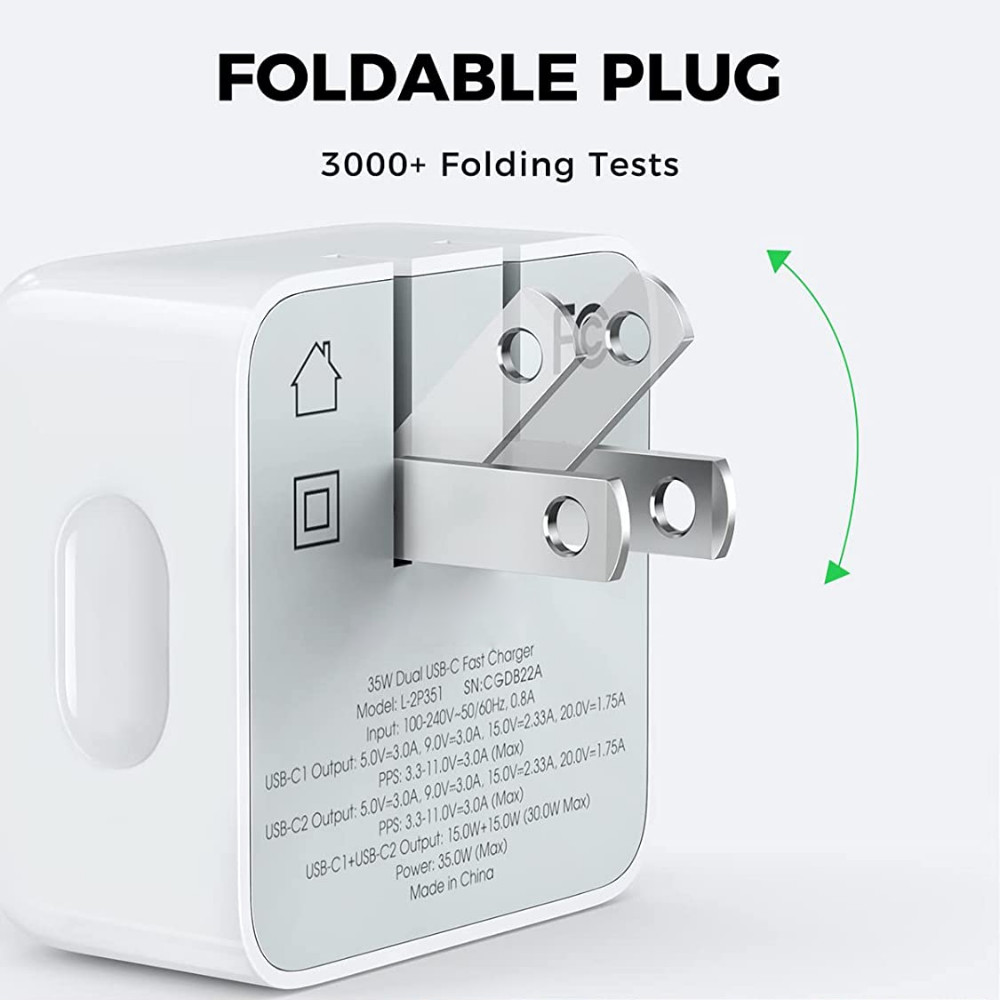 Wholesale Bulk 35W Dual USB Type C Fast Charger Cube For iPhone iPad Macbook Air