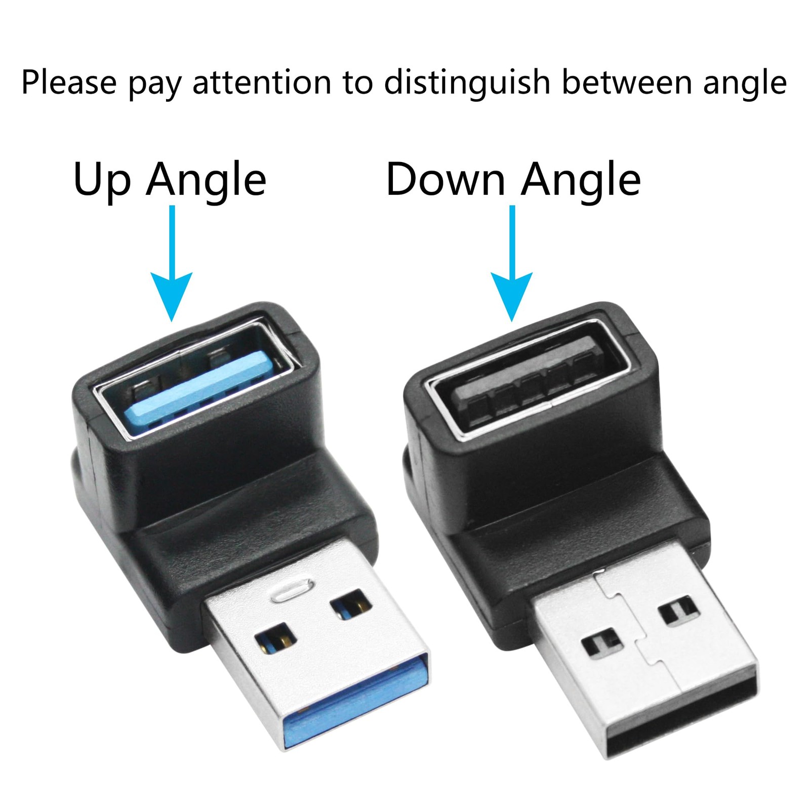 Right Angle USB 3.2 Male To Female Adapter 10Gbps 90 Degree Up Angle 2 PCS