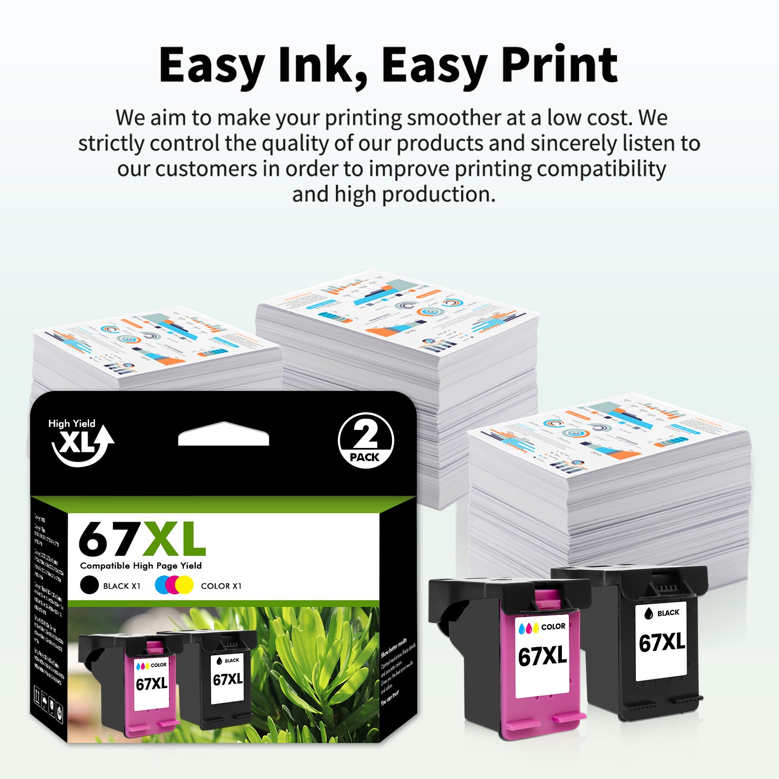 For HP 67XL Ink Cartridges for HP 67 XL Deskjet 2700 2700e 2755e 2800 2852 4155e