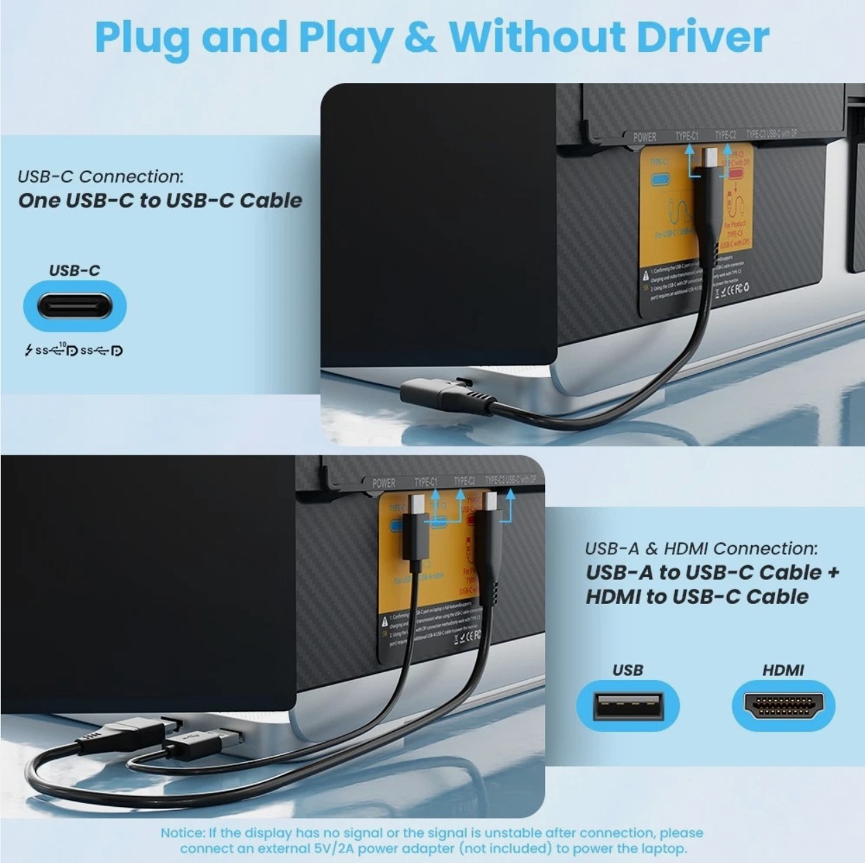 TeamGee S8 14” Triple Laptop Screen Extender 1080P FHD Dual Monitor Portable
